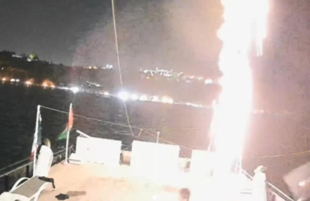 Global Sumud Flotilla vessel after the drone attack in Tunisia